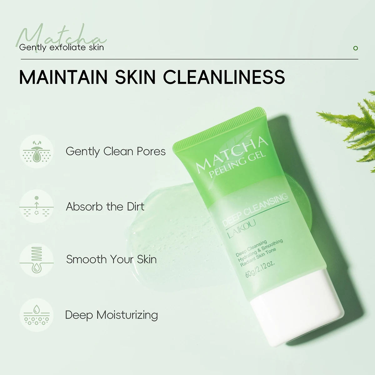 LAIKOU Matcha Exfoliating Exfoliate Peeling Gel Facial Scrub Moisturise Nourishing Repair Scrubs Face Cream Skin Care 60g