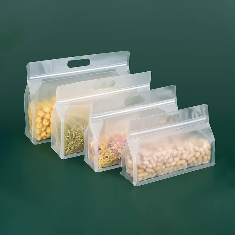 100 3D transparent plastic self sealing bags for portable DIY identification, snacks, sugar, beans, and customizable logos 4