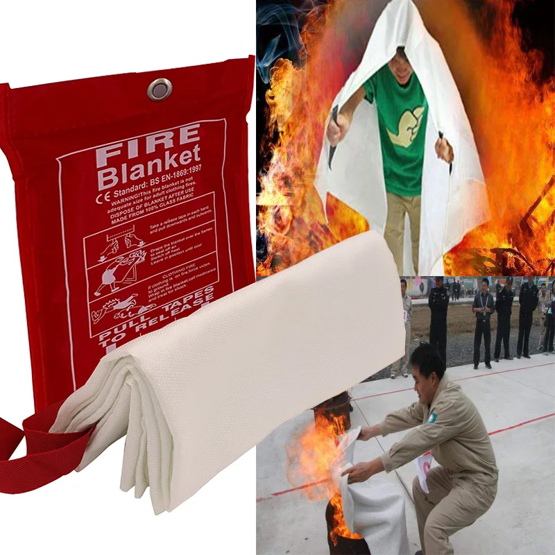 

1M x 1M Safety Fire Blanket Fiberglass Emergency Survival Fire Shelter Extinguisher Flame Retardant Protection For Kitchen