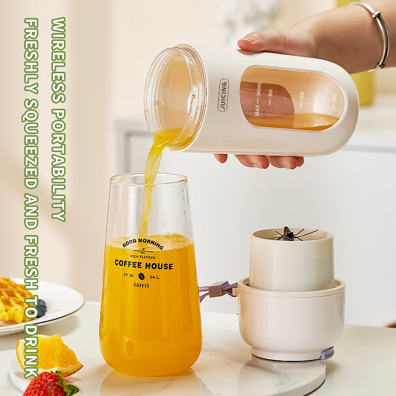 340ML Portable Blender Electric Juicer 12 Blades Fruit Mixers 2600mAh USB Rechargeable Smoothie Juicer Cup Squeezer Juice Maker 3