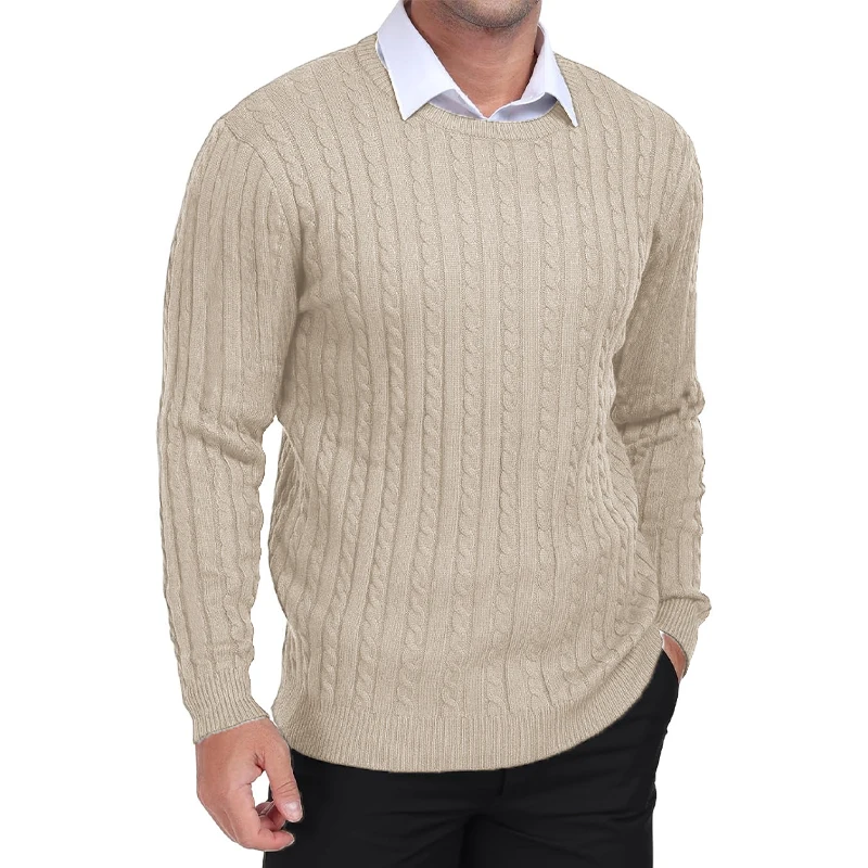 Animal Game Mens Sweater Crewneck Cable Knit Long Sleeve Pullover Sweater Casual Sweaters for Men Spring Knitted Work Jumper