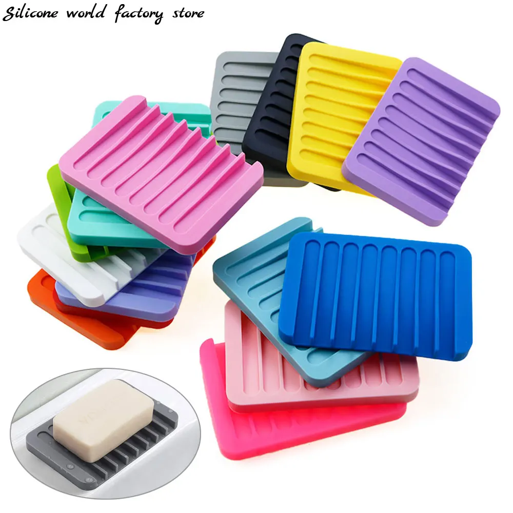 

Silicone World Silicone Soap Holder Soap Drain Dish Bathroom Tilt Drain Soap Box Portable Sponge Tray Kitchen Storage Rack