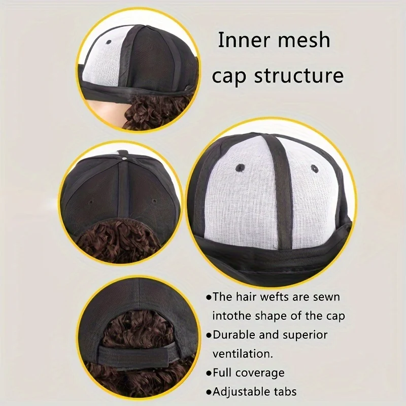 Synthetic 14-Inch Corn Wavy Hair Extension Baseball Cap - Adjustable Fit, Natural Look, Multiple Colors for All Occasions