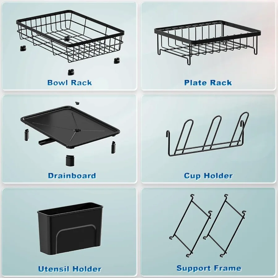 2 Tiers Dish Drying Rack SpaceSaving Dish Racks for Kitchen Counter Dish Drainer Drying Rack with Drainboard Utensil Holder Cup