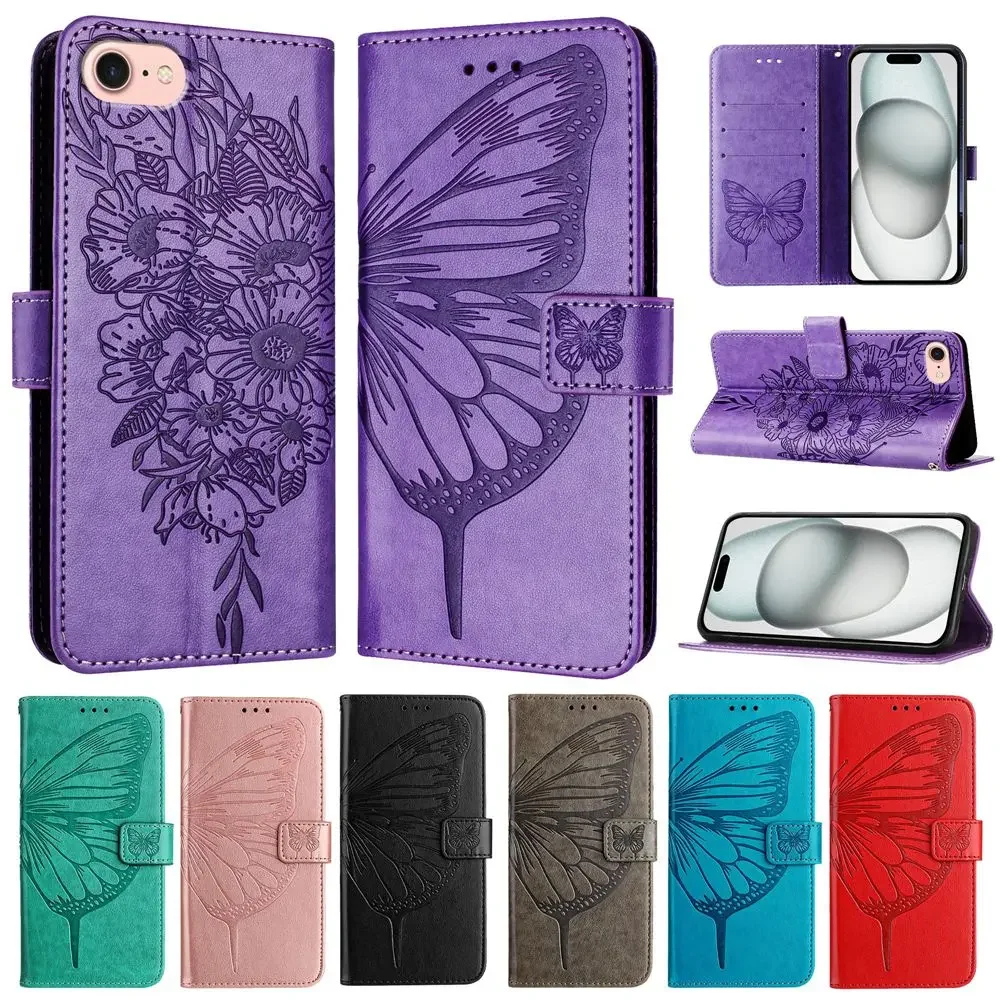 3D Butterfly Leather Flip Phone Case - Stylish & Durable Back Cover