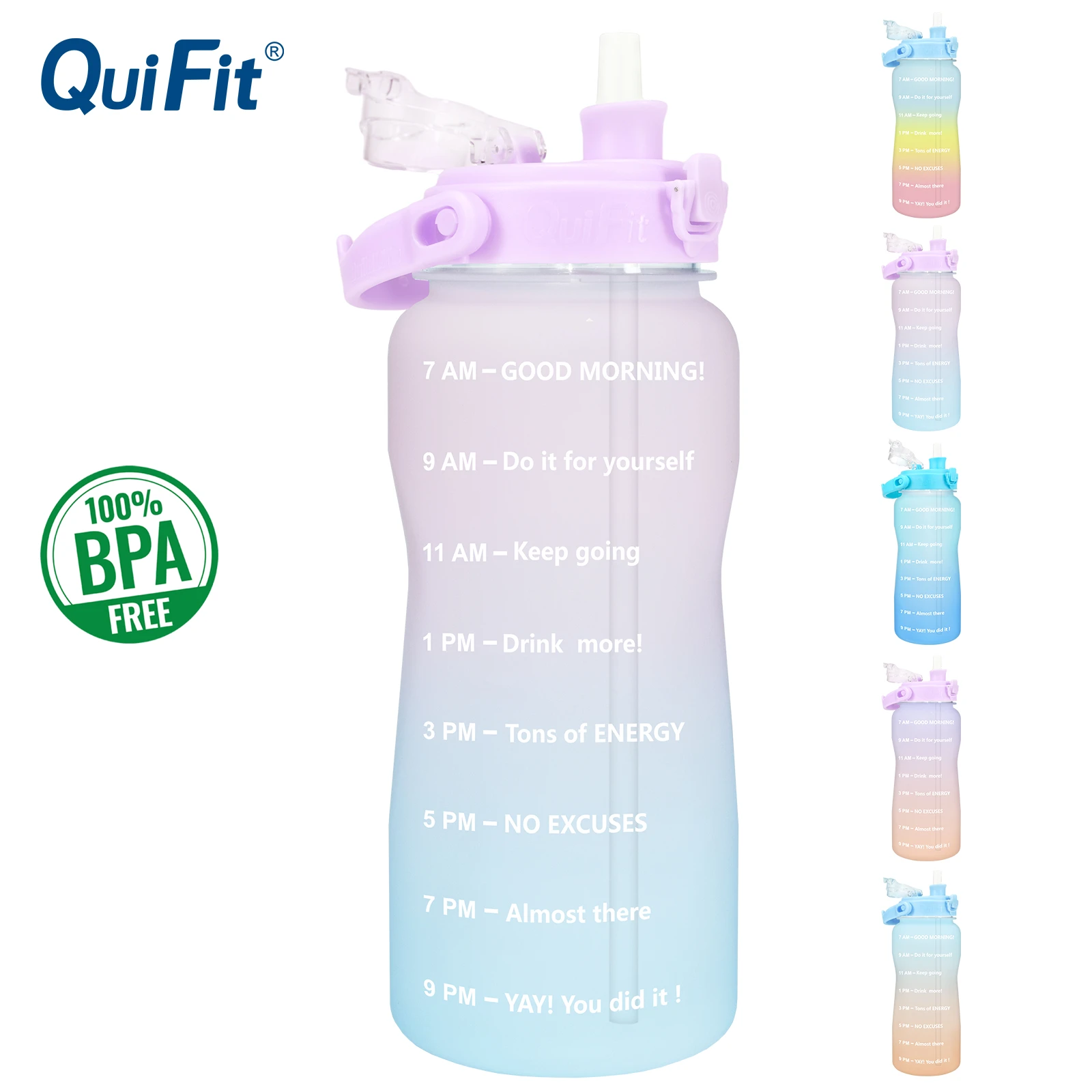 Quifit Gallon Water Bottle With Straw 3.8 & 2 Litre Large Capacity