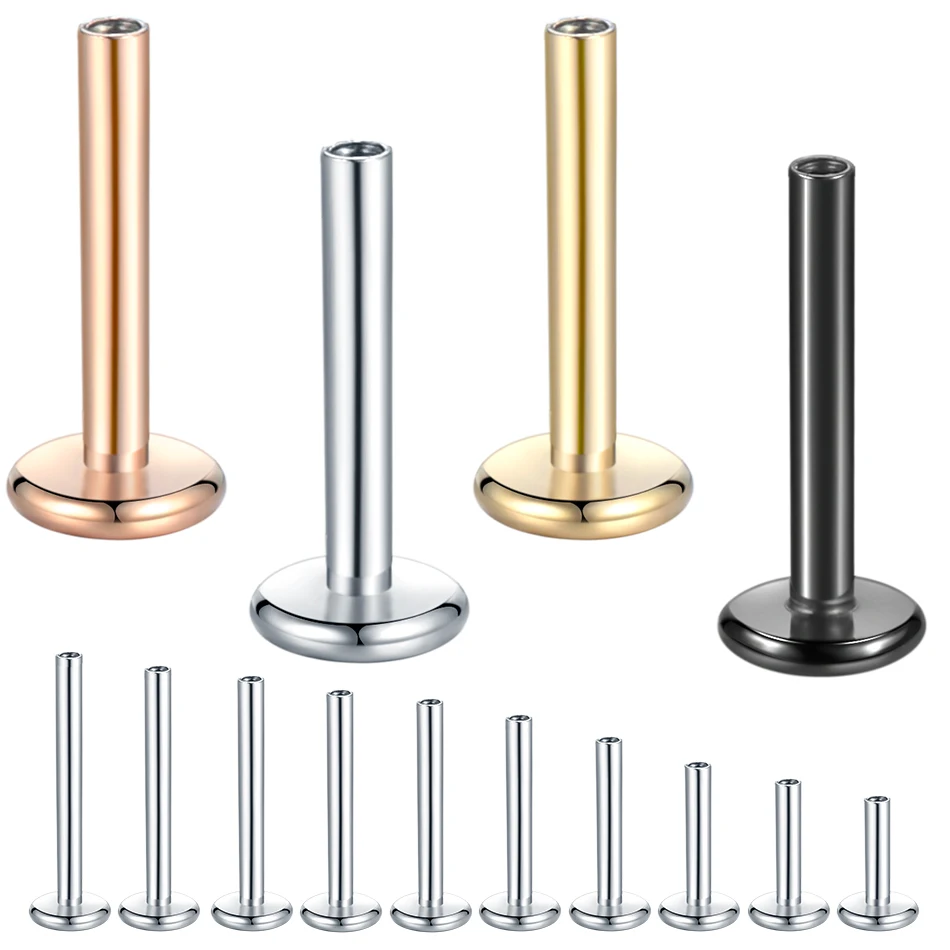 

10pcs/lot Steel Labret Lip Parts Piercing 14G 16G Internally Threaded Ear Tragus Replacement Base Bar Lip Piercing Body Jewelry