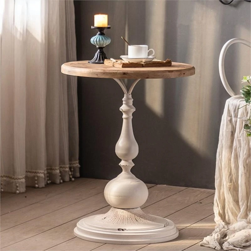 

Retro Solid Wood Coffee Tables Sofa Side Table Living Room Corner Table Tea Table Balcony Desk Old Craft Small Round Table
