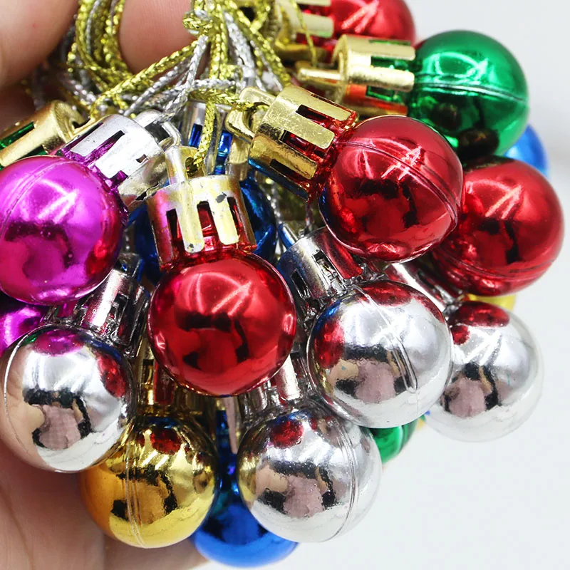 (24pcs/pack) 20mm Mini Color Christmas Ball Electroplating Bright Light Balls New Year Party Decoration Atmosphere Photo Pendant