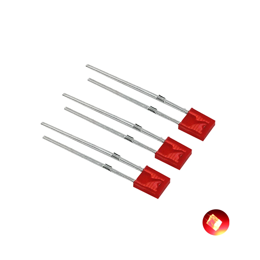 100 Stks/partij 2X5X7 Vierkante 5-Kleur Korte Been Light-Emitting Diode Led In-Lijn Lamp Kralen Diy Kit Diffuus