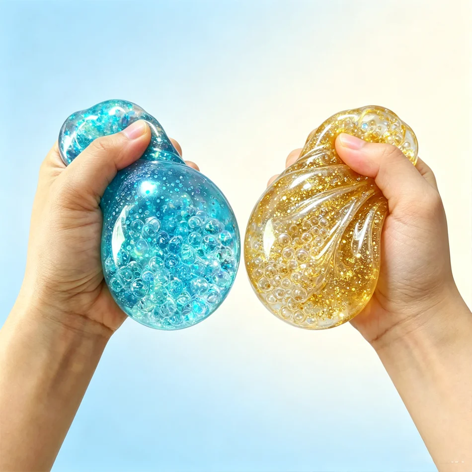 Sparkle Bun Stress Relief Squishy Toy - Soothing Sensory Fidget Ball with Bead & Steamer