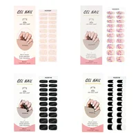 16/18/20Tips French Gel Nail Strips Patch Sliders Adhesive Waterproof Long Lasting Full Cover Gel Nail Stcikers UV Lamp Need 1