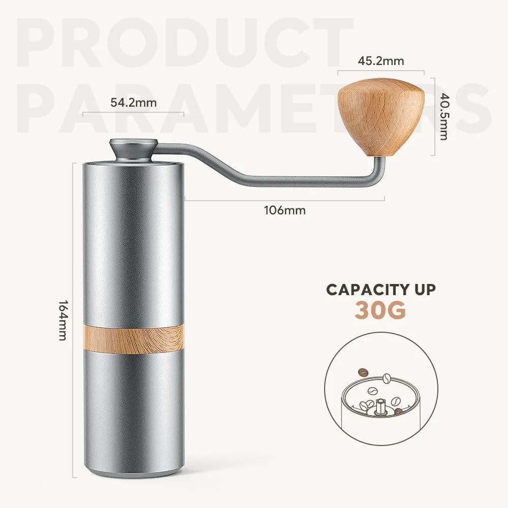 Manual Coffee Grinder - HEIHOX Hand with Adjustable Conical Stainless Steel  Burr Mill, Capacity 30g Portable Mill Faster Grinding Efficiency Espresso