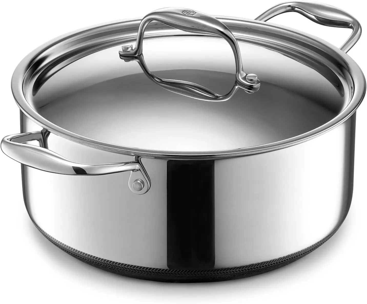 

HexClad Hybrid Nonstick Dutch Oven, 5-Quart, Stainless Steel Lid, Dishwasher and Oven Safe, Induction Ready