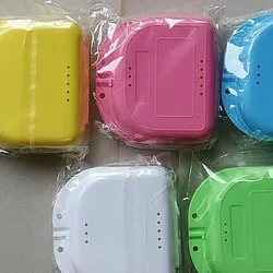Solid Color Denture Bath Box Case Dental False Teeth Appliance Container Storage Boxes Denture Teeth Whitening Oral Care