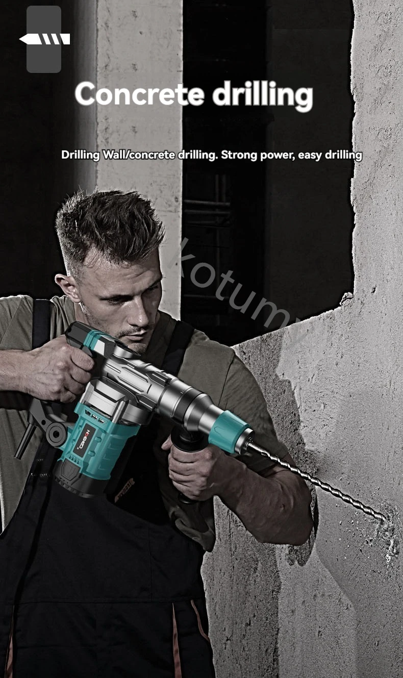 Heavy Duty Rotary Hammer Drill Concrete Perforator Electric Pick Electric Demolition Hammer Impact Drill 5