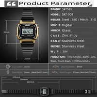 Skmei Women Bracelet Dress Watches Luxury Brand Stainless Steel Strap Fashion Waterproof Digital Chronograph Wristwatch - Image 3