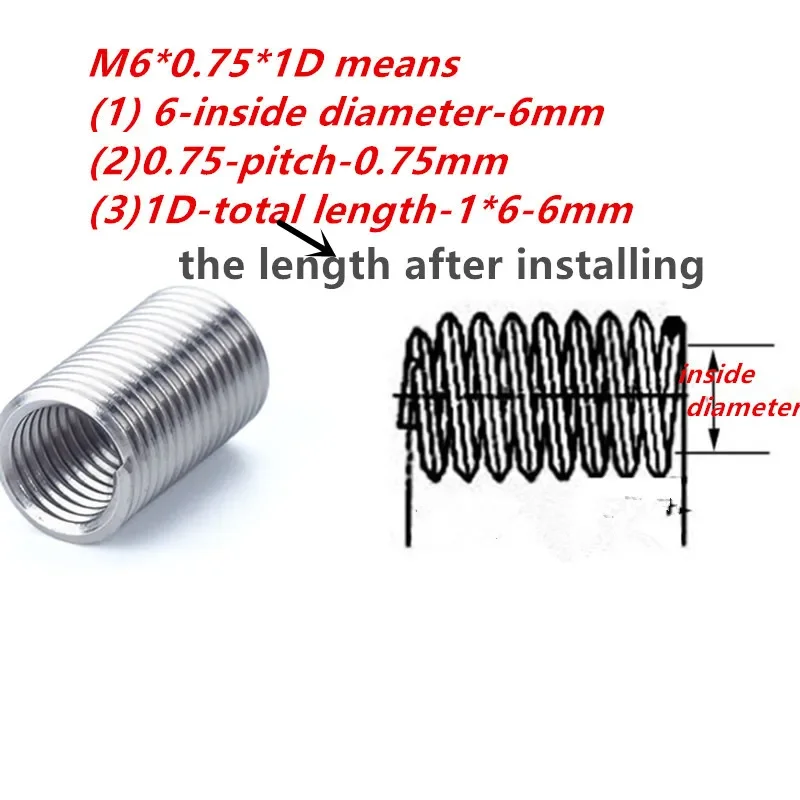 60Pcs Assortiento di inserti filettati in acciaio inossidabile etrico