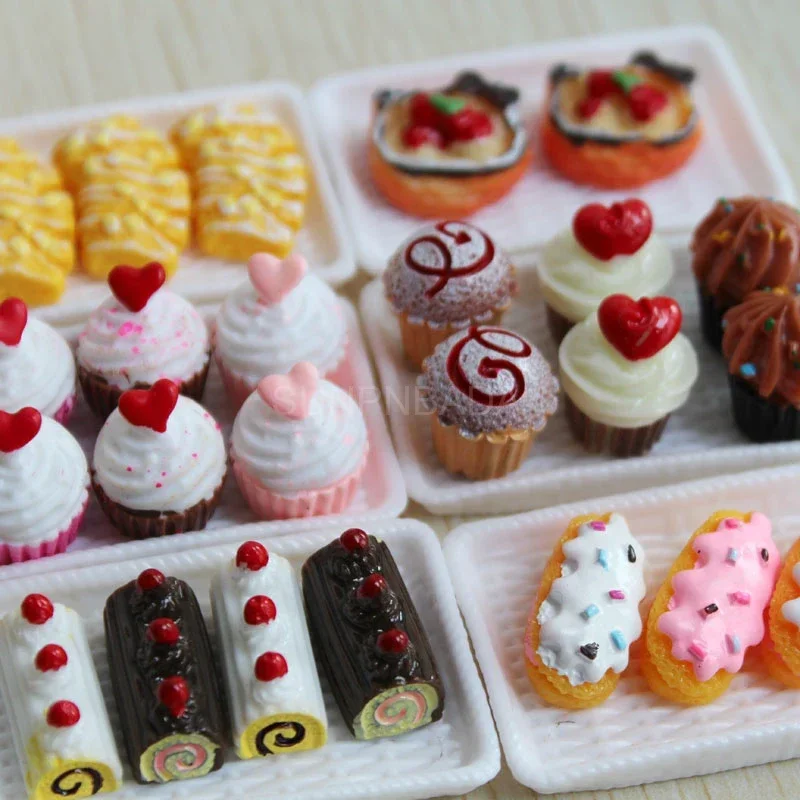 Miniature Dollhouse Cake Cabinet Pretend Play Mini Bread Food 1/6 For BJD OB11 Doll Accessories Toy, kitchen toys,pretend kitchen toys,pretend food toys,doll house toys