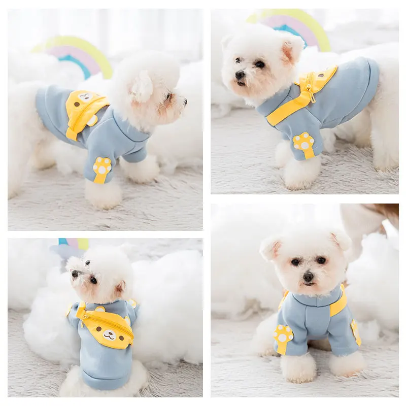 

Winter Dog Clothes Cute Warm Comfortable Small Dog Garment With Zipper Bag New Year Costume Dogs Teddy Bichon Chihuahua Apparel