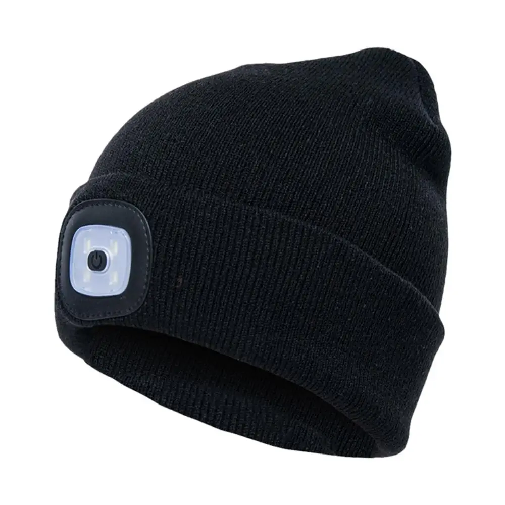 LED Beanies Light Hat Men Women USB Flashlight Knit Hat Warm