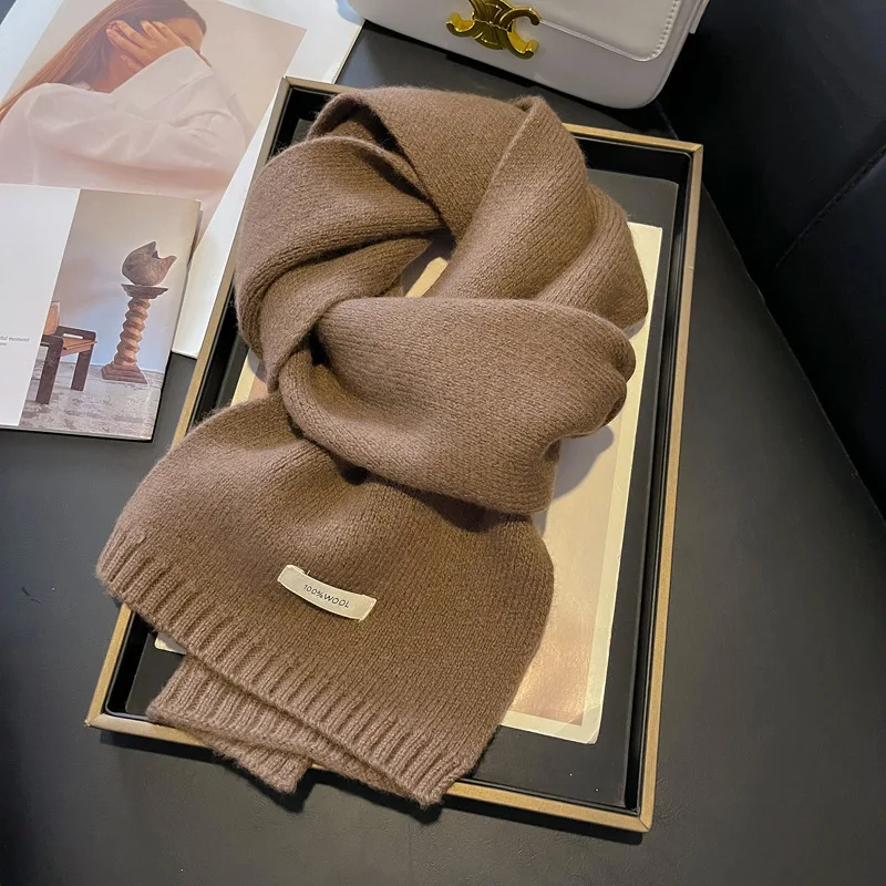 

Soft 100% Australian Pure Wool Scarf Women Autumn Winter Versatile Thick Warm Solid Neck Bib Couple Scarves Free Shipping