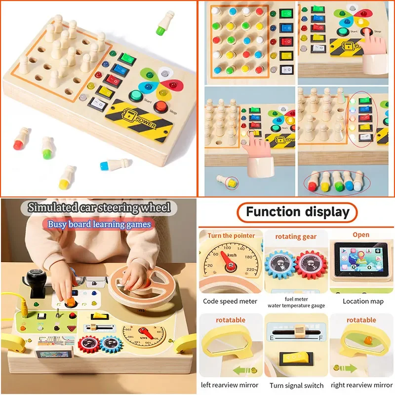 Kids Lights Busy Board Montessori Sensory Toys Switch LED Light