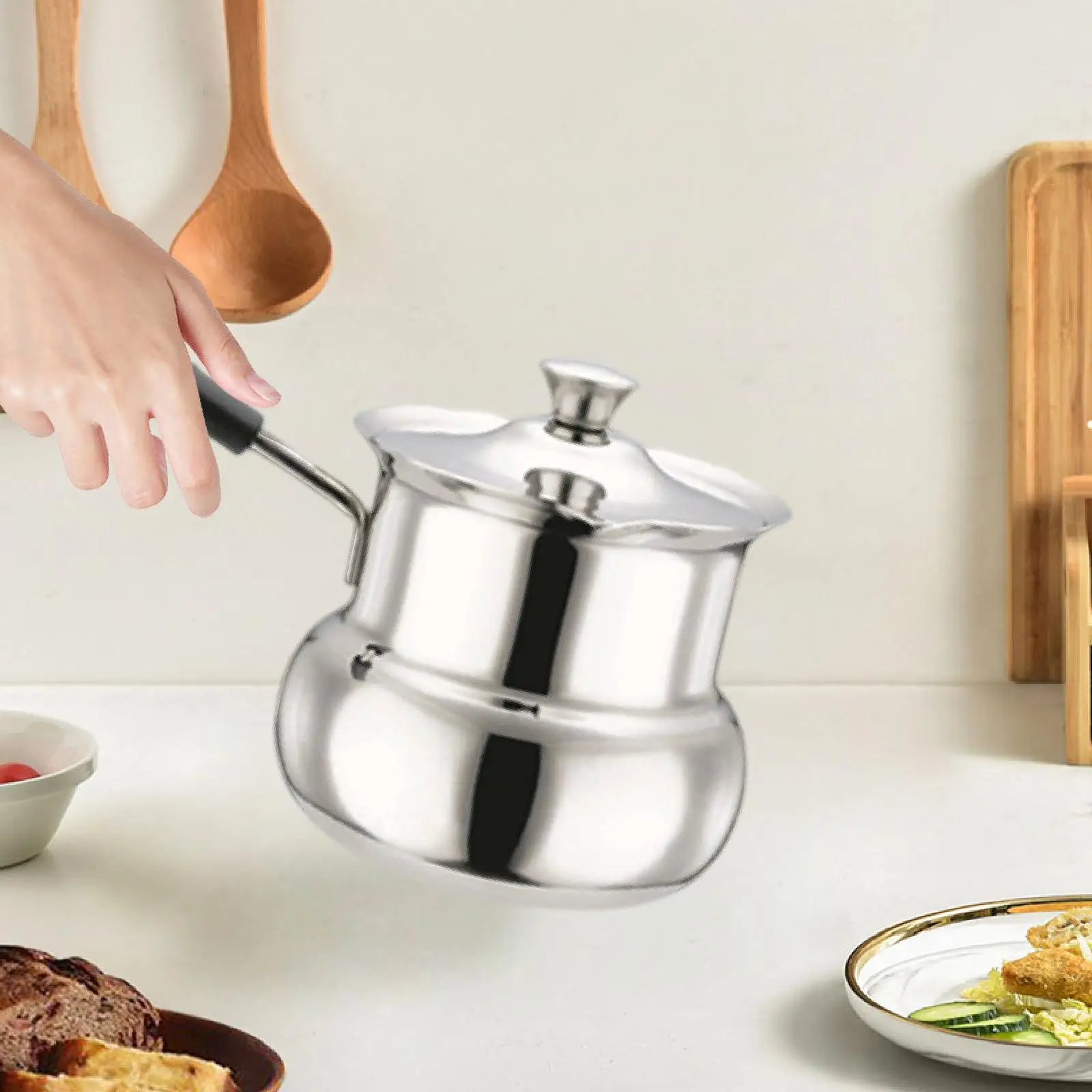 Coffee Pot Turkish Stainless Steel Long Handle Chocolate Butter Melting Jug Barista Kitchen Accessories for Camping