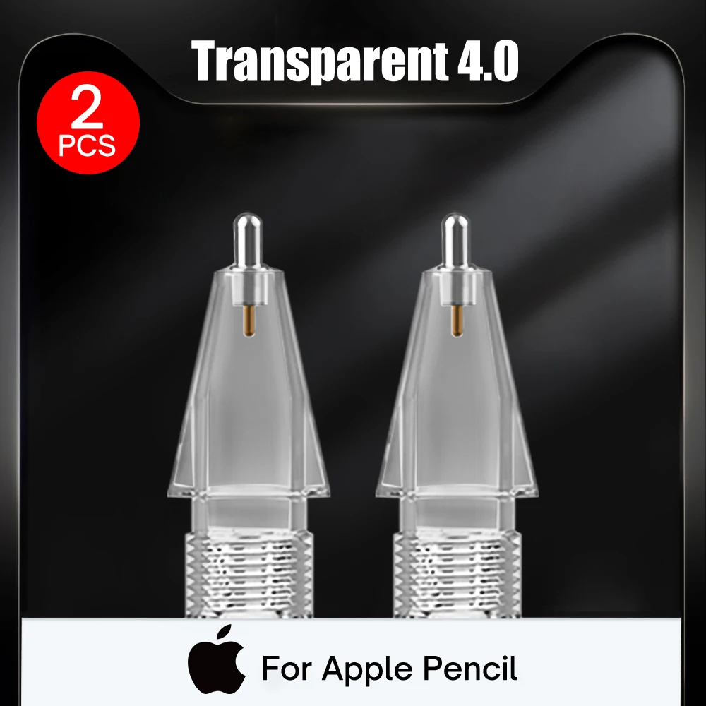 Pencil Tips For Apple Pencil 1st / 2nd Generation Double Layer Transparent Thin Tip for iPad Stylus Pen Spare Nib 