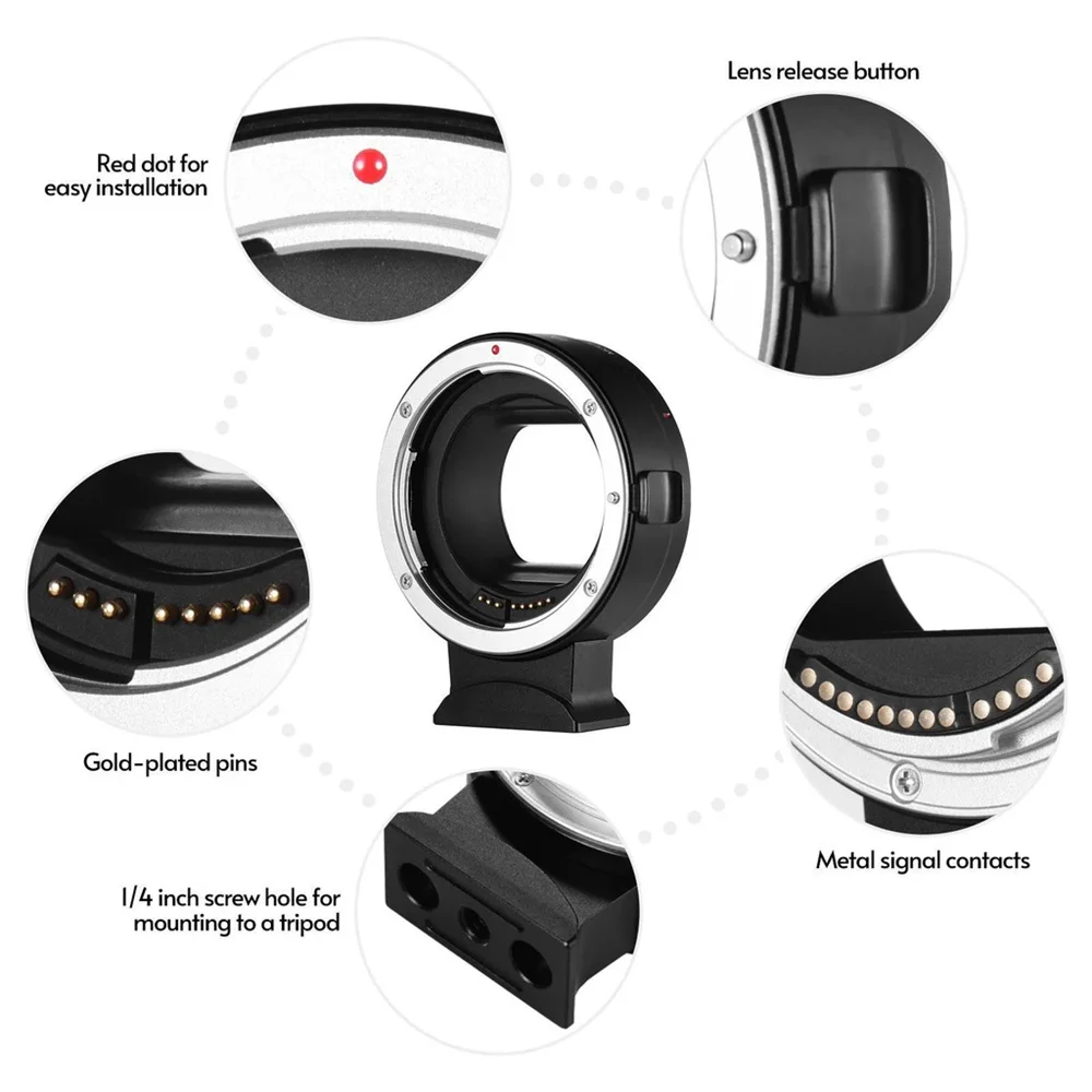 Lens Adapter EF-EOS R Electronic Auto-Focus EF to R Mount for Canon EF/EF-S to EOS Mirrorless