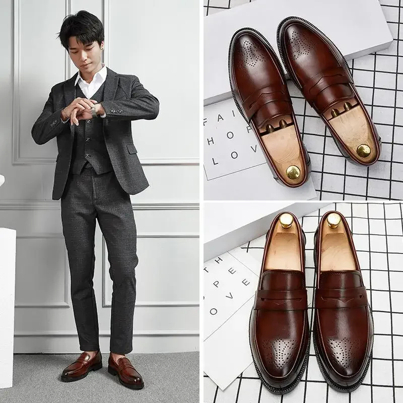 

Suit Leather Shoes Men's Business Autumn British Style Business Formal Wear Office Social Shoes Derby Shoes Height Increasing