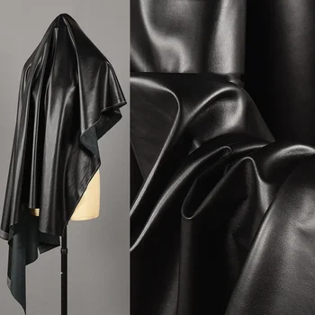 Black Suede PU Leather Fabric – Elastic Smooth Material for Jackets, Clothing & DIY Sewing 1