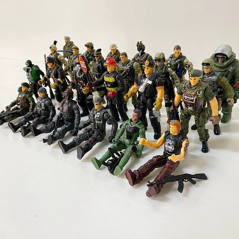 子供のためのアクションフィギュアプレイセット,1:18軍,軍隊,兵士,警察