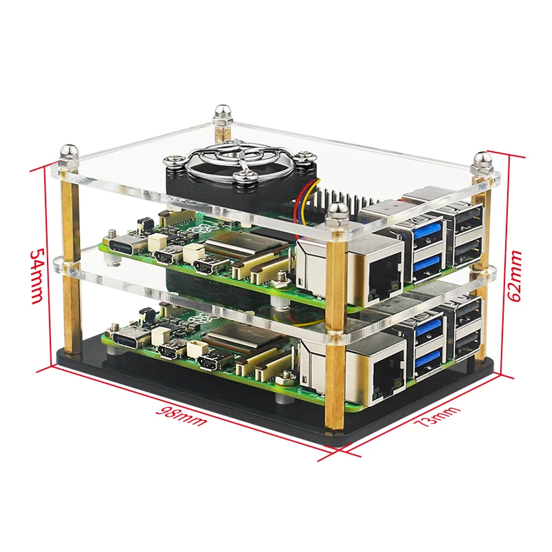 Raspberry Pi 5 Acrylic Case 1-5 Layer Transparent Enclosure PWN Cooling Fan Stac