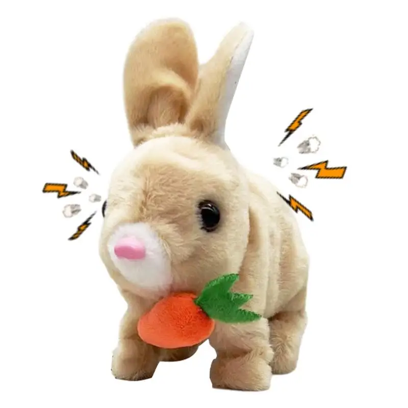 

Electric Bunny Toy 6.7in Cute Easter Bunny Carrot Plush Toy Electric With Sound Fun Wiggle Ears Rabbit Doll Battery Operated