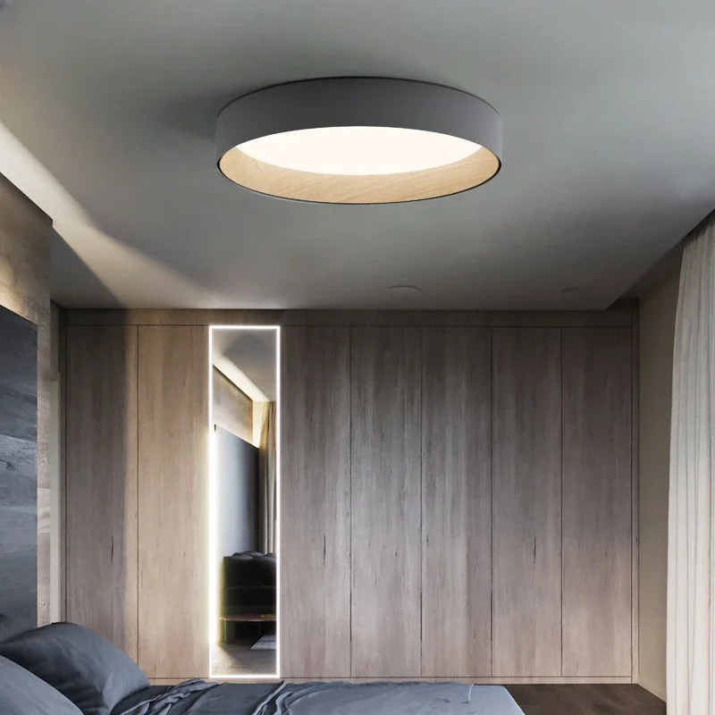 

Creative Nordic Minimalist Led Ceiling Light with Wood Grain for Dining Room & Study for Home Indoor Lighting