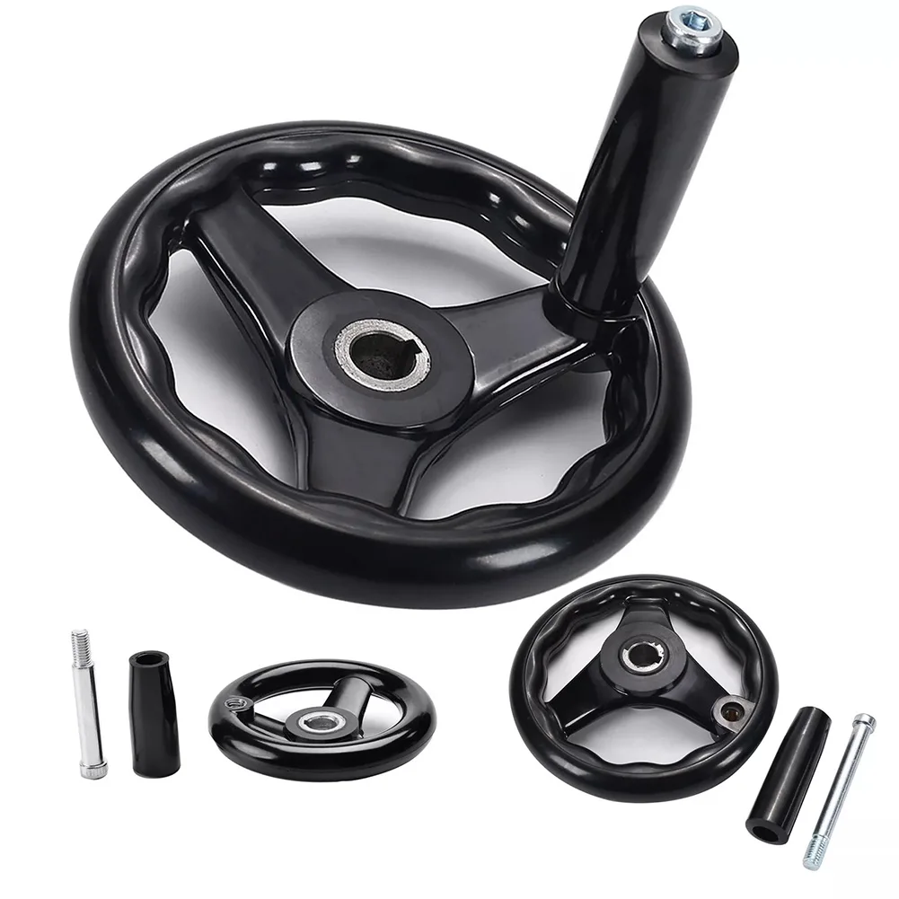D125/200/100/160mm 3 Spoke Hand Wheel With Revolving Handle For Milling Machine Rotating Handle Modern Design Strong Insulation