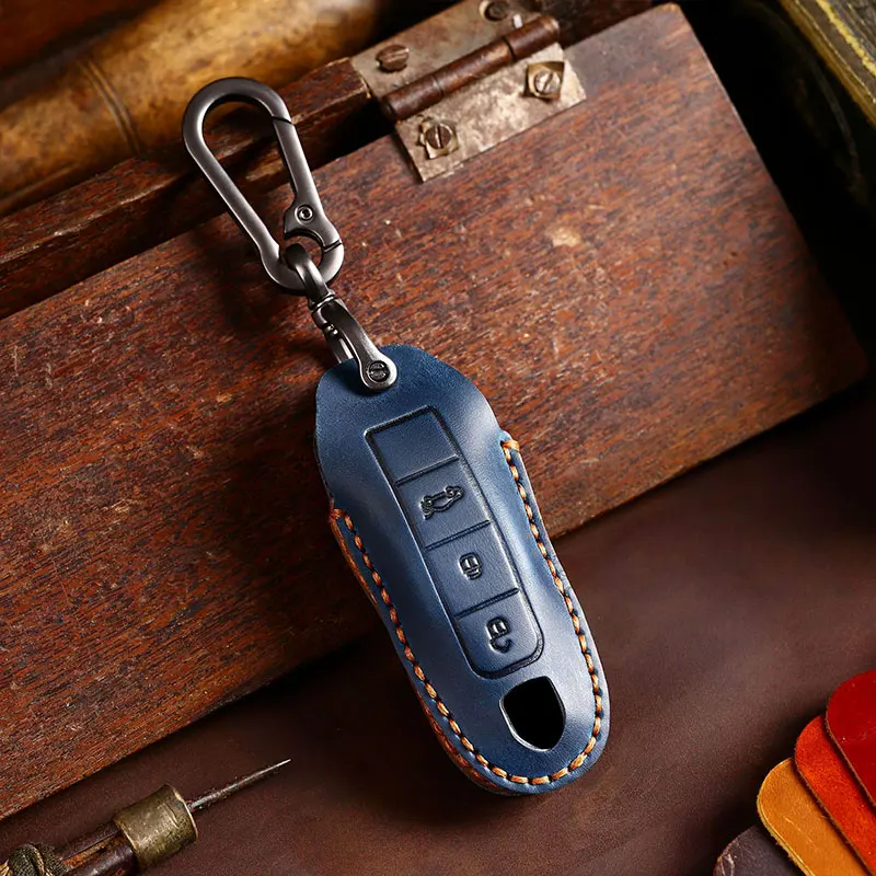 Top Layer Leather Car Key Case For Porsche Cayenne 911 958 996 Macan