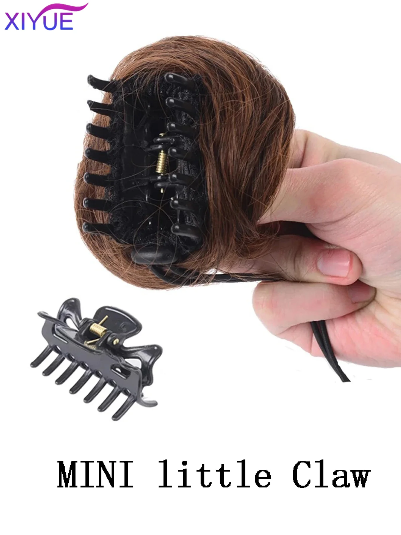 Synthetic Space Bun 2PCS Mini Claw Clip in Messy Cat Ears Fake Hair Bun Extensions Wig Accessory Donut Updo Hairpieces for Women