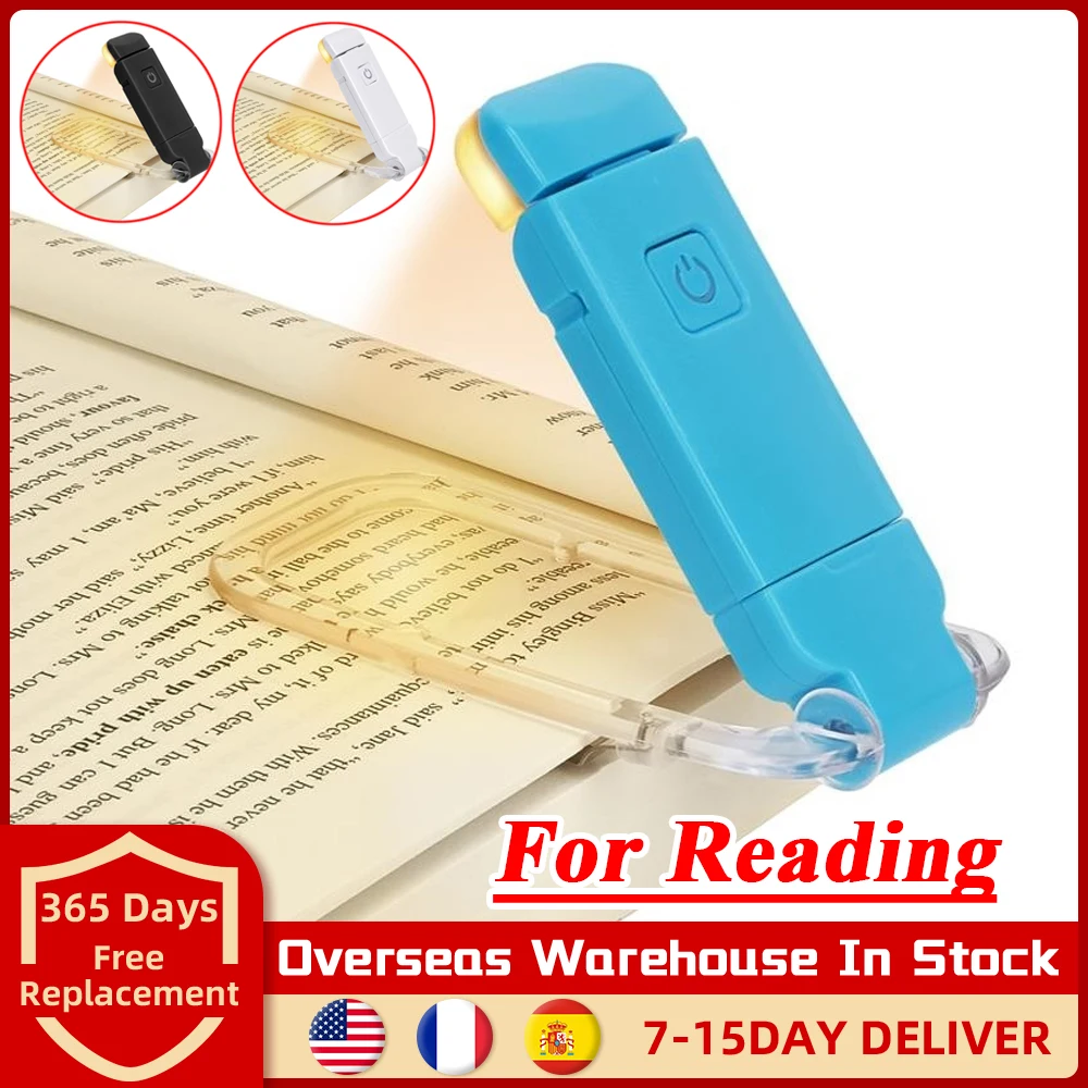 Book Light Mini LED Clip Book Light USB Rechargeable Book Reading Light Brightness Adjustable Eye Protection Portable Bookmark Read
