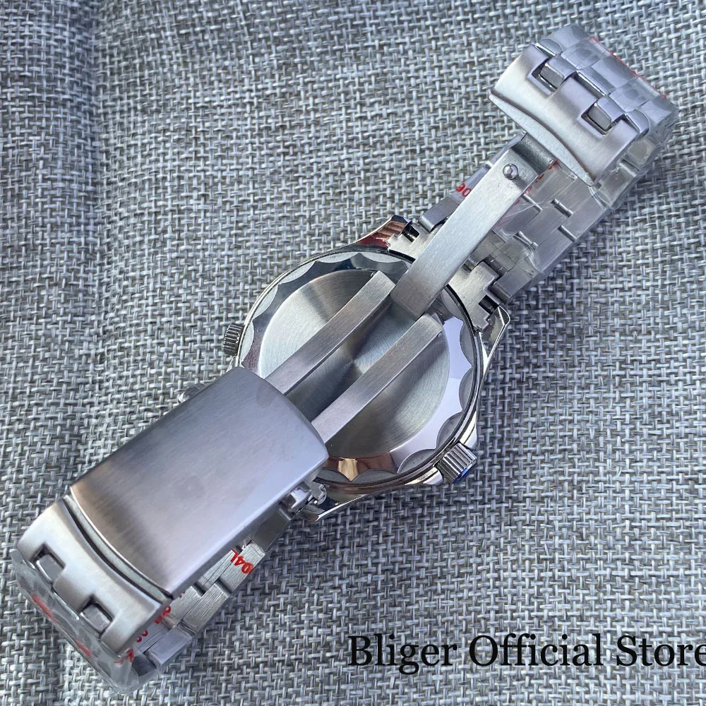 41mm Mechancial Men Watch Sapphire Glass NH35A MIYOTA PT5000 Movement Steel Bracelet Ceramic Bezel Date Function BLIGER Luxury