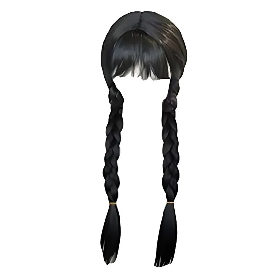 Children Halloween Party Accessories Girls Wednesday Wig Thing Hand Addams Stockings Kids Witch Hat Broom Girl Black Headband  3