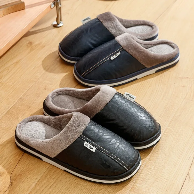 Men’s Winter PU Slippers 1