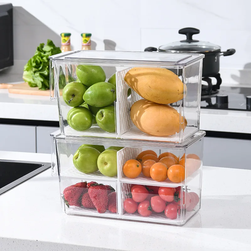 refrigerator organizer kitchen Food storage set of 8 plastic drawer Pantry  Organizer handle acrylic fridge organizer bins - AliExpress