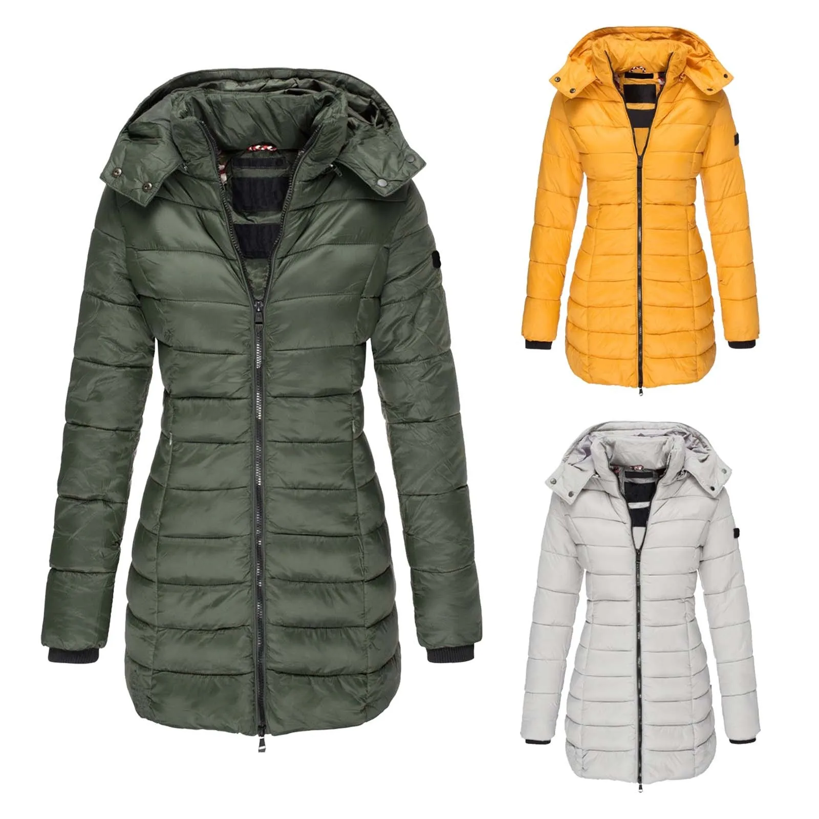 

Streetwear Long Hooded Parka Women Overcoat Winter Fashion Thick Warm Cotton Padded Windproof Down Jacket Coat Female Outwear