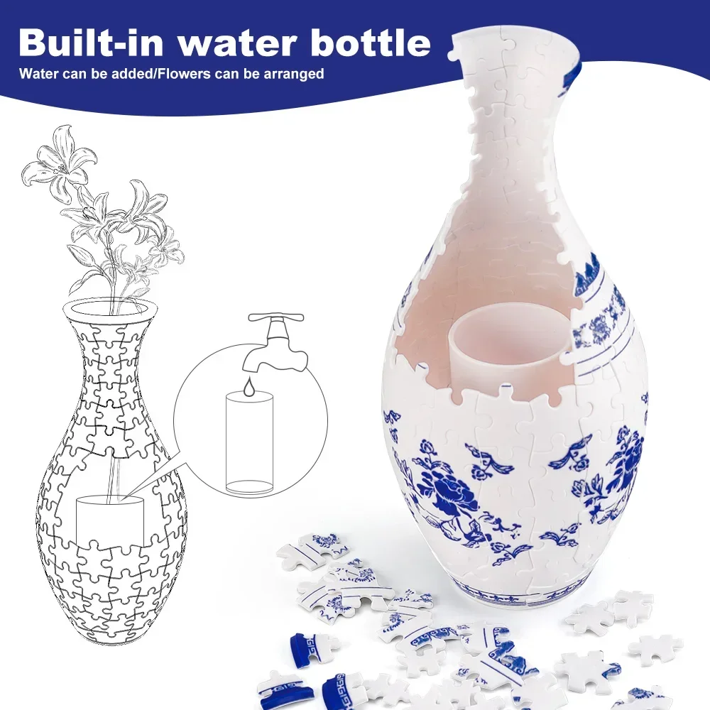 3D Porcelain Design Plastic Puzzle Vase for Home Decoration