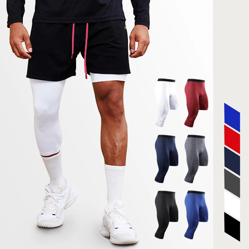 Irregular Pants for Men Soccer Training Tights Jogging Trousers Sport Basketball Running Fitness Compression Single Leg Leggings