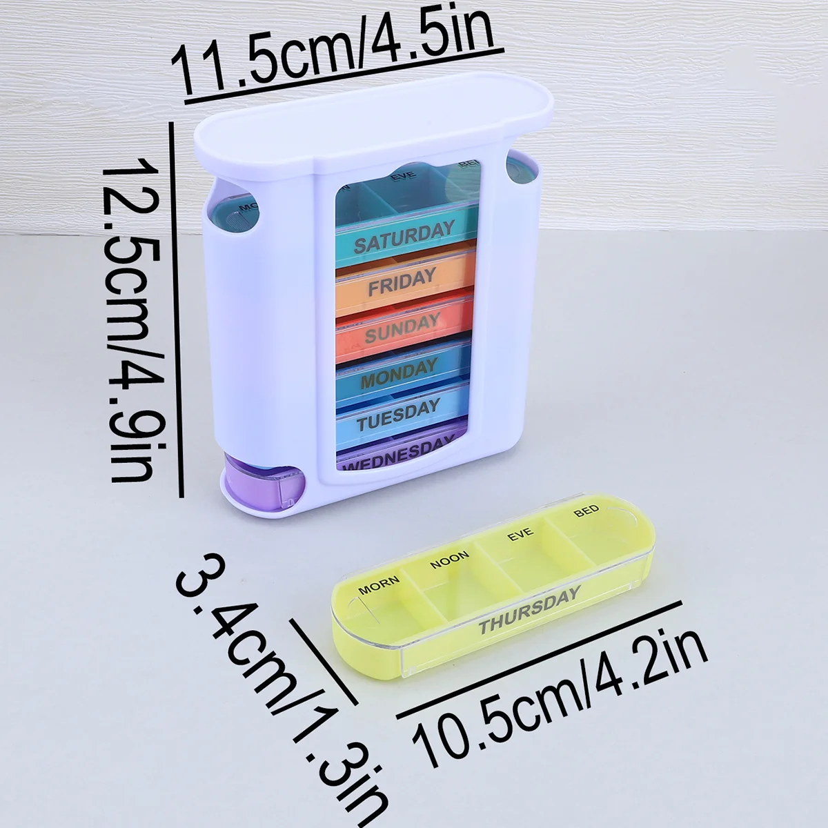 Colorful Weekly Pill Organizer with Stylish Design for Home, Travel, and Hospital Use