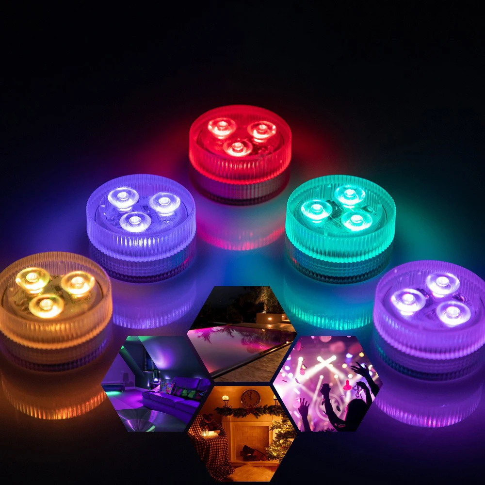 미니 3 LED 방수 RGB 멀티 컬러 잠수정 LED 조명 수중 밤 램프 꽃병 그릇 파티 웨딩 크리스마스 티 라이트