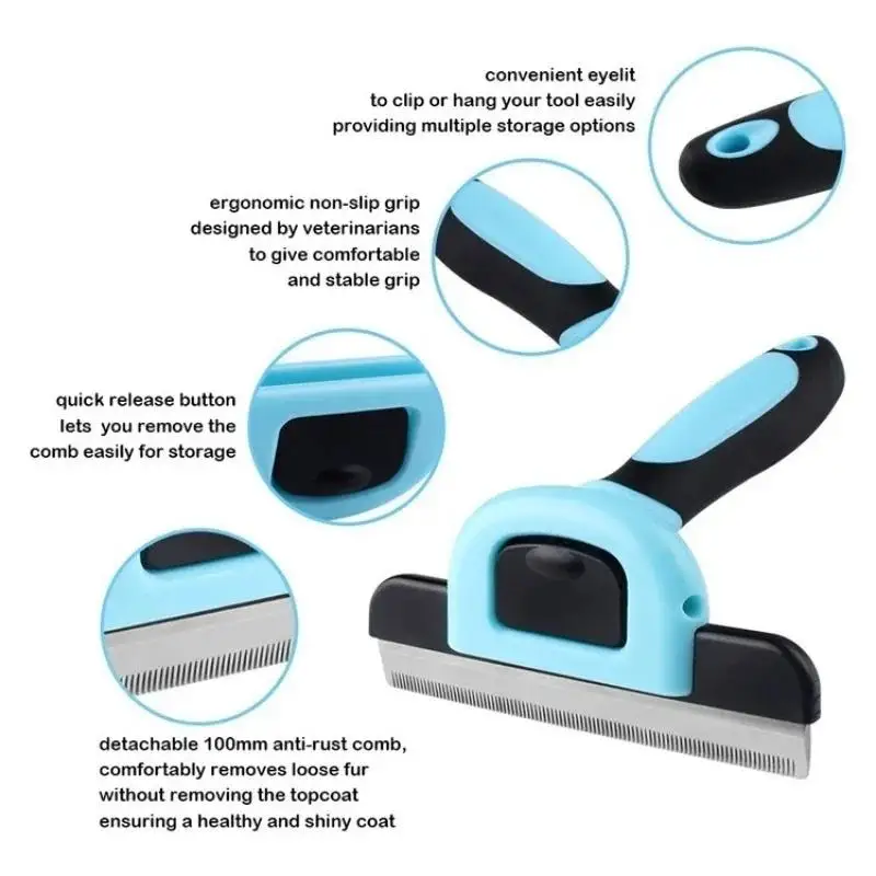 Pet grooming brush pet grooming brush double sided shedding and dematting undercoat rake comb dogs and cats grooming care deshedding tool